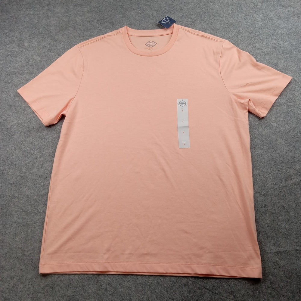 St Johns Bay Shirt Mens Large‎ Peach Short Sleeve Crewneck Soft Cotton Blend